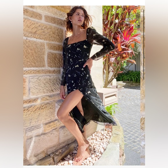 Wilfred Mencia Dress in Black/Apricot Sz 4 - Picture 1 of 4